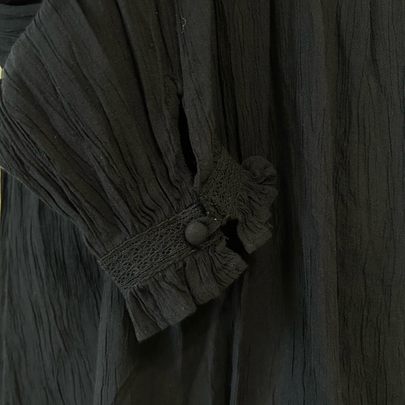 Vintage X America ladies blouse Top High Nick lace, long sleeves blue - Picture 8 of 8